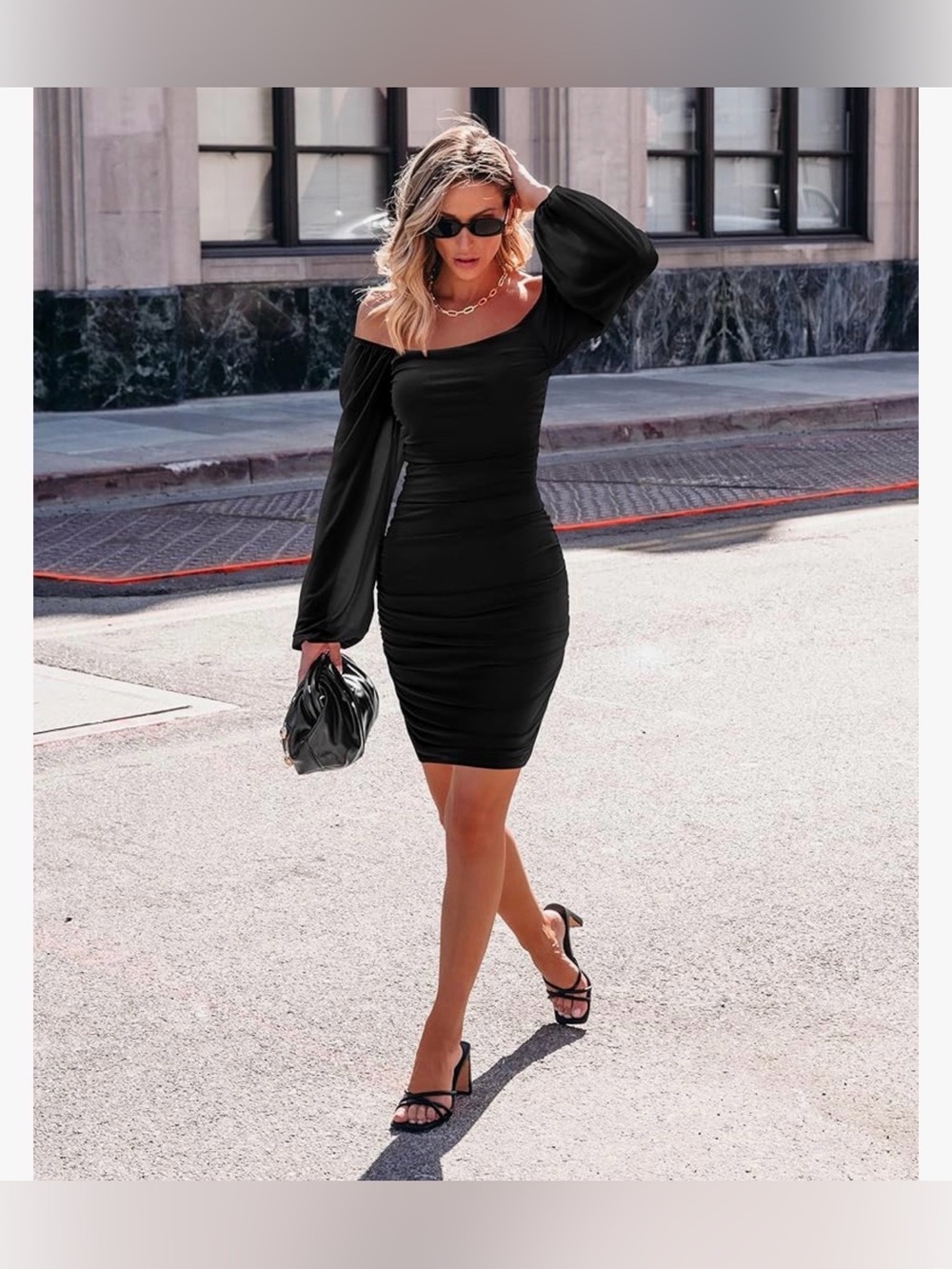 Ruched Little Black Dress S